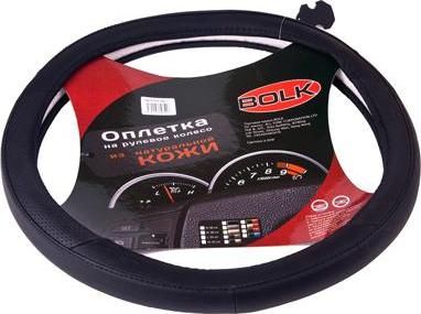 BOLK BK01303BK-L Оплетка на рулевое колесо L 40см натуральная кожа черная