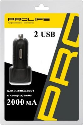 Дорожное зарядное устройство (2000mA, 2 USB порта)