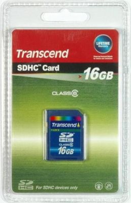 Карта памяти TRANSCEND, Secure Digital 16Gb, SDHC, class 6(4)