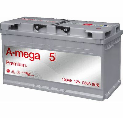A-Mega Premium 6СТ-100 100 А/ч, 950 А (EN), обратная полярность, 352×175×190 мм, код 5MP100R