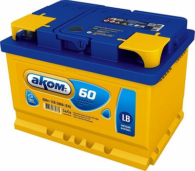 АКОМ LB 60Е (6CT-60.0 LB) 60 А/ч 590 А, обратная полярность, 242×175×175 мм, EAN 4607034730765