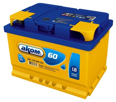 АКОМ LB 6СТ-60VL 60 А/ч 590 А (EN), обратная полярность, корпус LB2, 242×175×175 мм