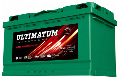 АКОМ Ultimatum 6СТ-70.0 70 А/ч 640 А, обратная полярность, корпус L3, 278×175×190 мм