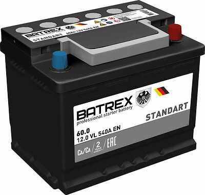 Batrex Standart 6СТ-60.0 VL 60 А/ч 540 А (EN), обратная полярность (242x175x190)
