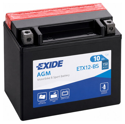 Exide Moto AGM ETX12-BS 10 А/ч 150 А, прямая полярность, 150×87×130 мм