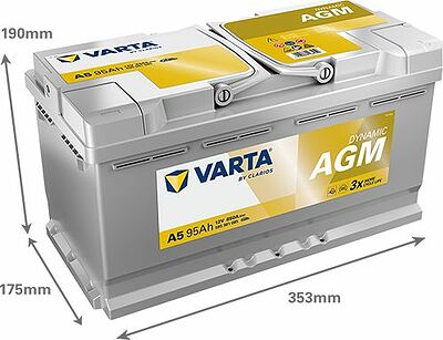 Varta Dynamic AGM A5 95 А/ч 850 А (EN), обратная полярность, 353x175x190 мм, ETN 595901085