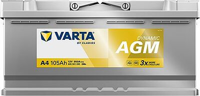 Varta Dynamic AGM A4 105 А/ч 950 А (EN), обратная полярность, 393x175x190 мм, ETN 605901095