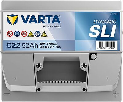 Varta Dynamic SLI C22 52 А/ч 470 А (EN), обратная полярность, 207x175x190 мм, ETN 552400047