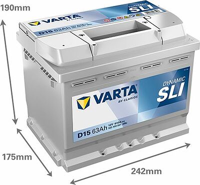 Varta Dynamic SLI D15 63 А/ч 610 А (EN), обратная полярность, 242x175x190 мм, ETN 563400061