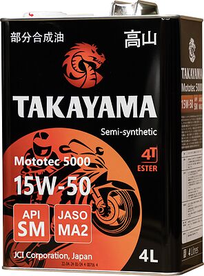 Takayama Mototec 5000 4T MA2 15W-50 SM JASO 4л