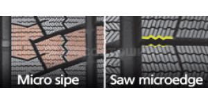 Технология Micro sipe и Saw microedge улучшают сцепные свойства на заснеженных и обледенелых дорогах