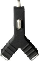 Адаптер автомобильный CARLINE 2хUSB (1A и 2.1А) в прикуриватель 12/24В (Y-type), цвет черный, уп