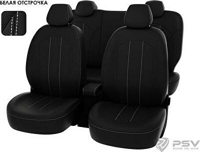 Чехлы Hyundai Solaris 11->S черный/отстрочка белая, экокожа Оригинал
