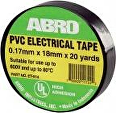 Изолента термостойкая 0,18*20yd (18,2м) чёрная ABRO
