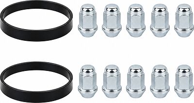 Комплект крепежа Alutec/Rial №93: 10 закрытых гаек M12x1,5x34 и 2 кольца 76/67,1 мм, чёрные