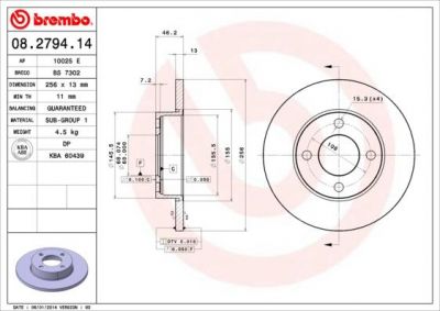 AP 10025 E тормозной диск на AUDI 80 (89, 89Q, 8A, B3)