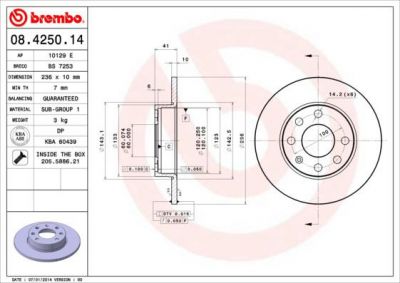 AP 10129 E тормозной диск на OPEL KADETT E Combo (38_, 48_)