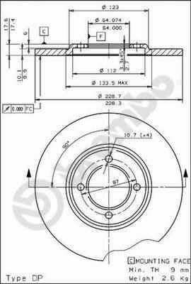 AP 14039 тормозной диск на TOYOTA CARINA (TA4L, TA6_L)