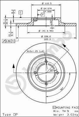 AP 14110 тормозной диск на TOYOTA STARLET универсал (KP6_)