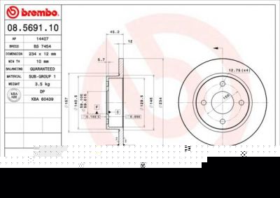 AP 14407 тормозной диск на NISSAN MICRA II (K11)