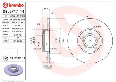 AP 14476 V тормозной диск на AUDI A4 Avant (8D5, B5)