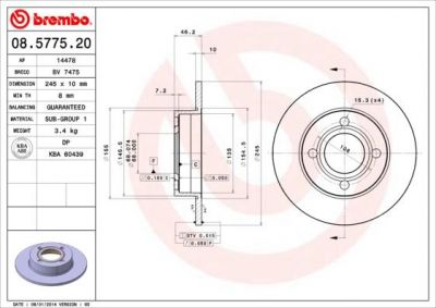 AP 14478 тормозной диск на AUDI 100 (44, 44Q, C3)