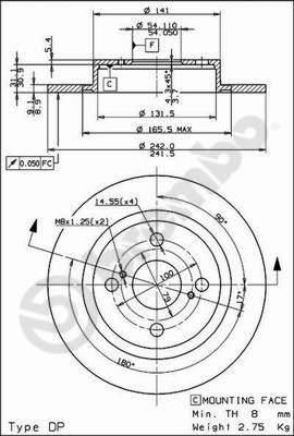 AP 14814 тормозной диск на TOYOTA COROLLA Compact (_E9_)