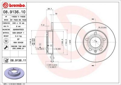 AP 14839 тормозной диск на AUDI A4 (8E2, B6)