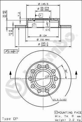 AP 14839 V тормозной диск на AUDI A4 (8E2, B6)