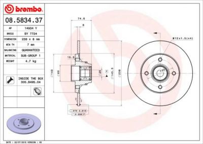 AP 14934 Y тормозной диск на RENAULT CLIO II (BB0/1/2_, CB0/1/2_)