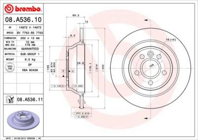 AP 14972 диск тормозной (изготовитель Brembo, Italy)