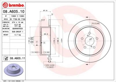 AP 14994 тормозной диск на SUBARU LEGACY IV универсал (BL, BP, B13_)
