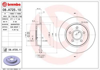 AP 14998 диск тормозной (изготовитель Brembo, Italy)