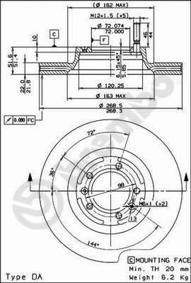 AP 24170 тормозной диск на ALFA ROMEO 75 (162B)