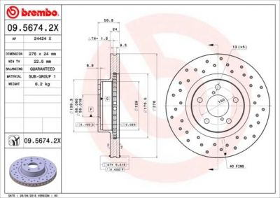 AP 24424 X тормозной диск на SUBARU LEGACY IV универсал (BL, BP, B13_)