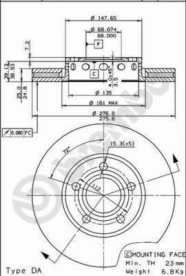 AP 24448 тормозной диск на AUDI 100 (44, 44Q, C3)