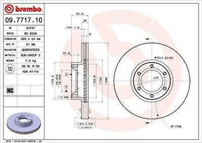 AP 24747 тормозной диск на OPEL MOVANO Combi (J9)