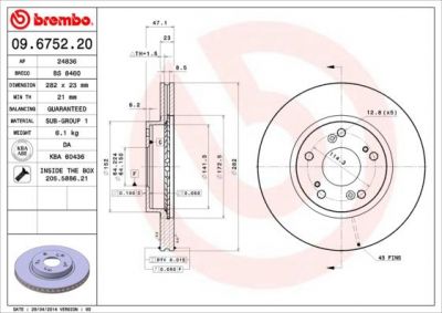 AP 24836 тормозной диск на HONDA CR-V II (RD_)