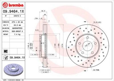 AP 24919 X тормозной диск на VOLVO V50 (MW)