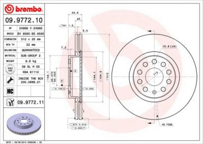 AP 24966 тормозной диск на AUDI TT (8J3)