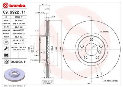 AP 25099V диск тормозной (изготовитель Brembo, Italy)