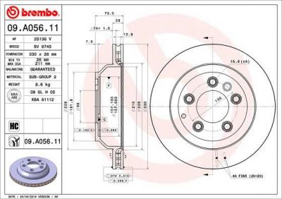 AP 25136 V тормозной диск на VW TOUAREG (7LA, 7L6, 7L7)