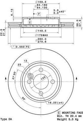 AP 25169 тормозной диск на MINI MINI Roadster (R59)