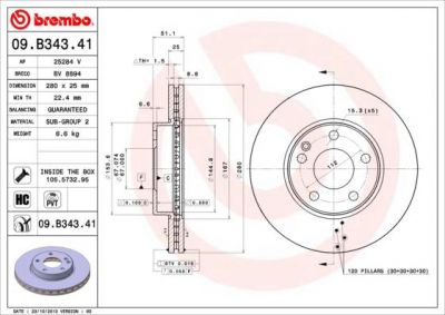 AP 25284 V тормозной диск на MERCEDES-BENZ B-CLASS (W246, W242)