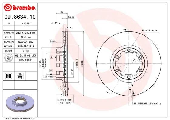 AP 44075 тормозной диск на NISSAN ATLEON