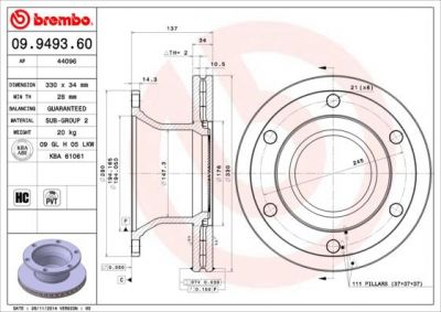 AP 44096 тормозной диск на RENAULT TRUCKS Midlum