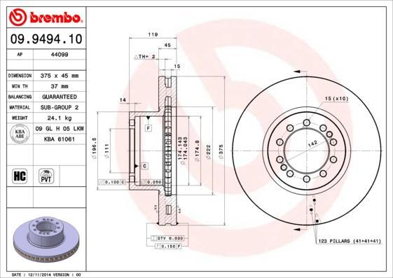 AP 44099 тормозной диск на RENAULT TRUCKS Midlum