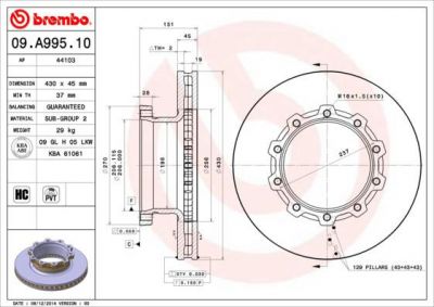 AP 44103 тормозной диск на SCANIA P,G,R,T - series