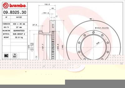 AP 44122 тормозной диск на MERCEDES-BENZ AXOR 2