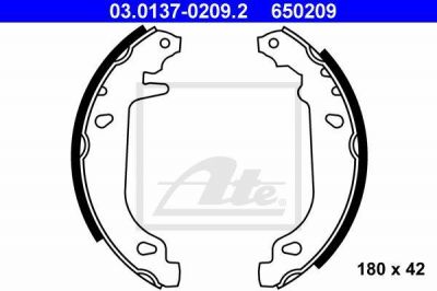 ATE 03.0137-0209.2 комплект тормозных колодок на RENAULT CLIO I (B/C57_, 5/357_)